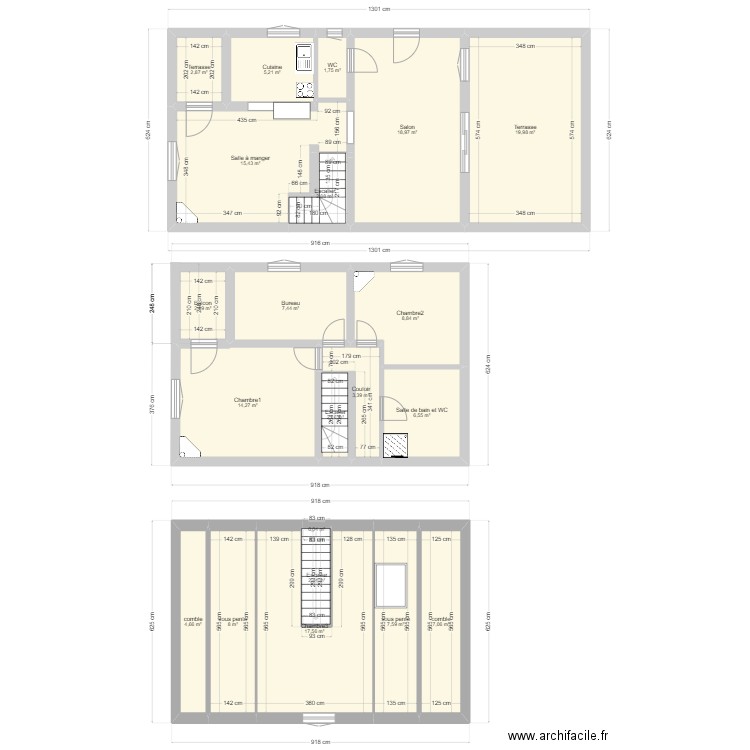 RDC1. Plan de 21 pièces et 160 m2