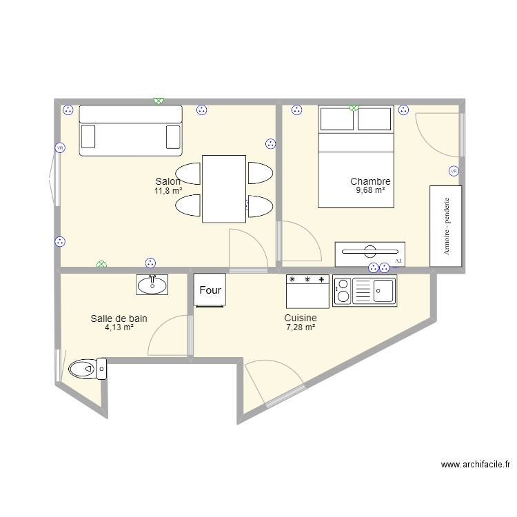 TOME 1 . Plan de 4 pièces et 33 m2