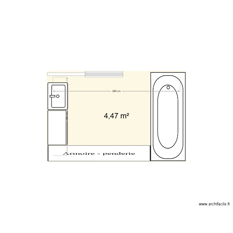 SALLE DE BAIN. Plan de 1 pièce et 4 m2