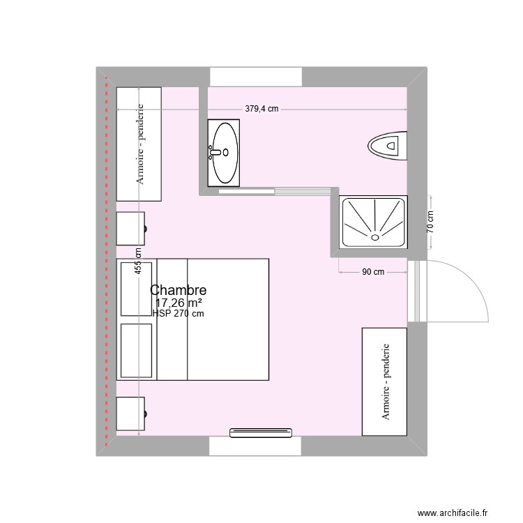 sdb botella. Plan de 1 pièce et 17 m2