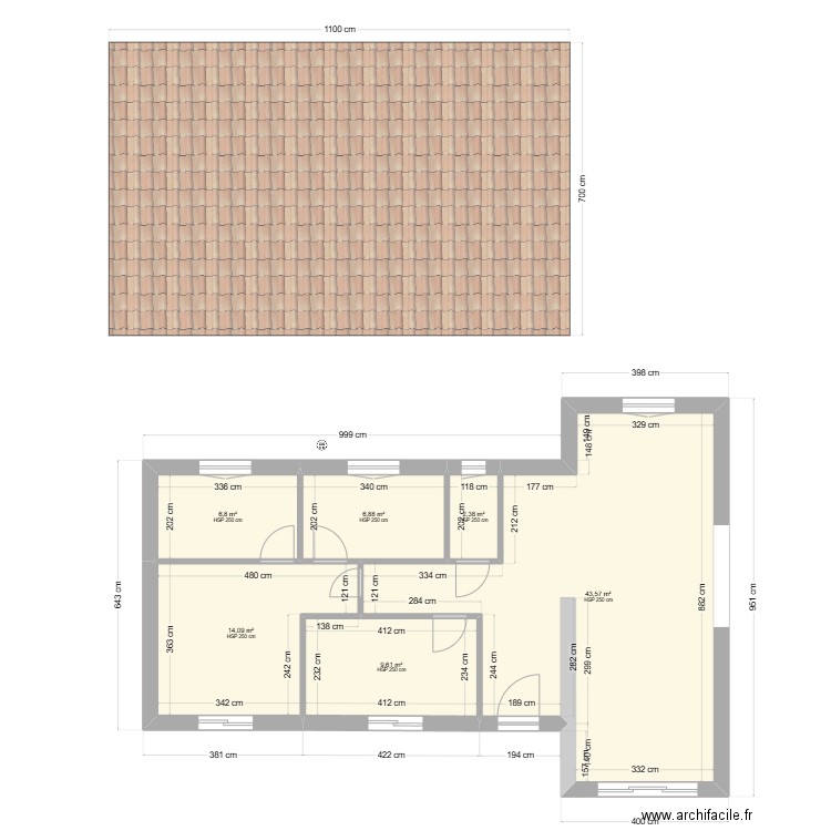 Chalet février. Plan de 6 pièces et 84 m2