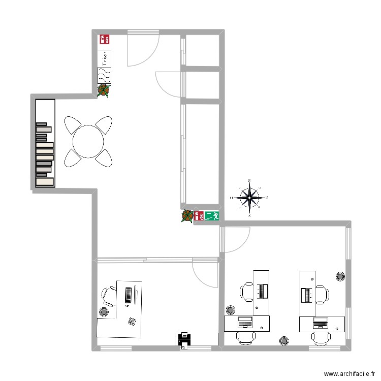 SVL. Plan de 2 pièces et 61 m2