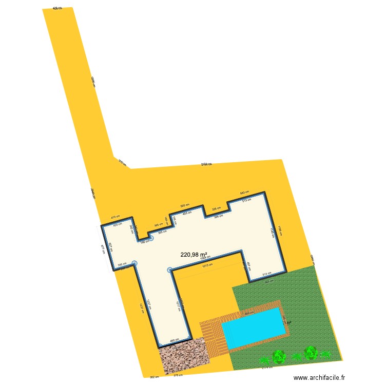 PISCINE 1. Plan de 1 pièce et 221 m2