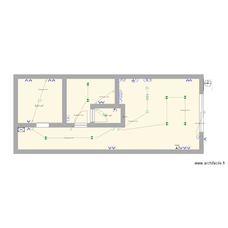 lamarque. Plan de 3 pièces et 48 m2