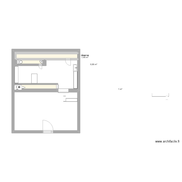 MAGASIN. Plan de 3 pièces et 3 m2