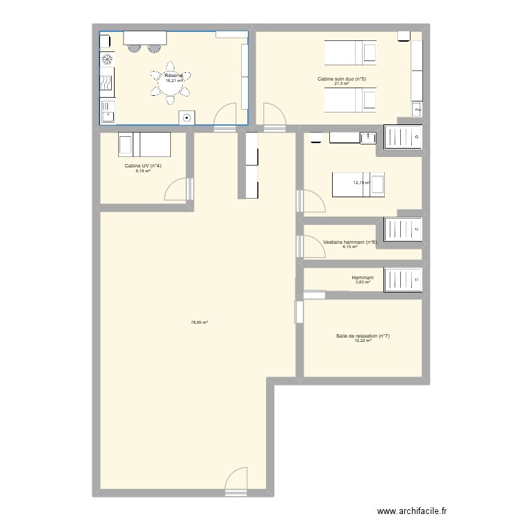 Belle et zen . Plan de 8 pièces et 158 m2