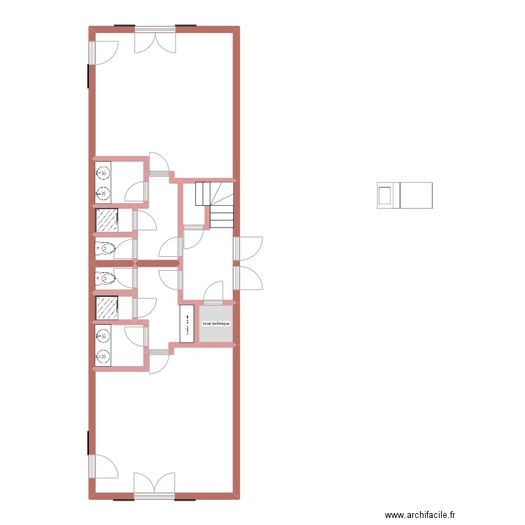 PETITE ARCHE. Plan de 13 pièces et 70 m2