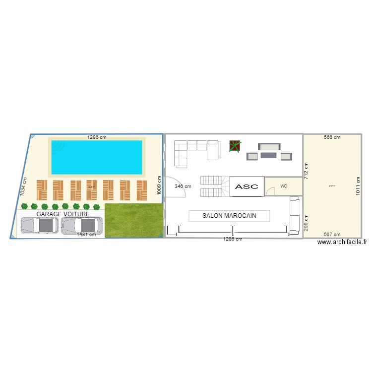 ADAM  SOUS SOL NEZRI 132 M. Plan de 3 pièces et 204 m2