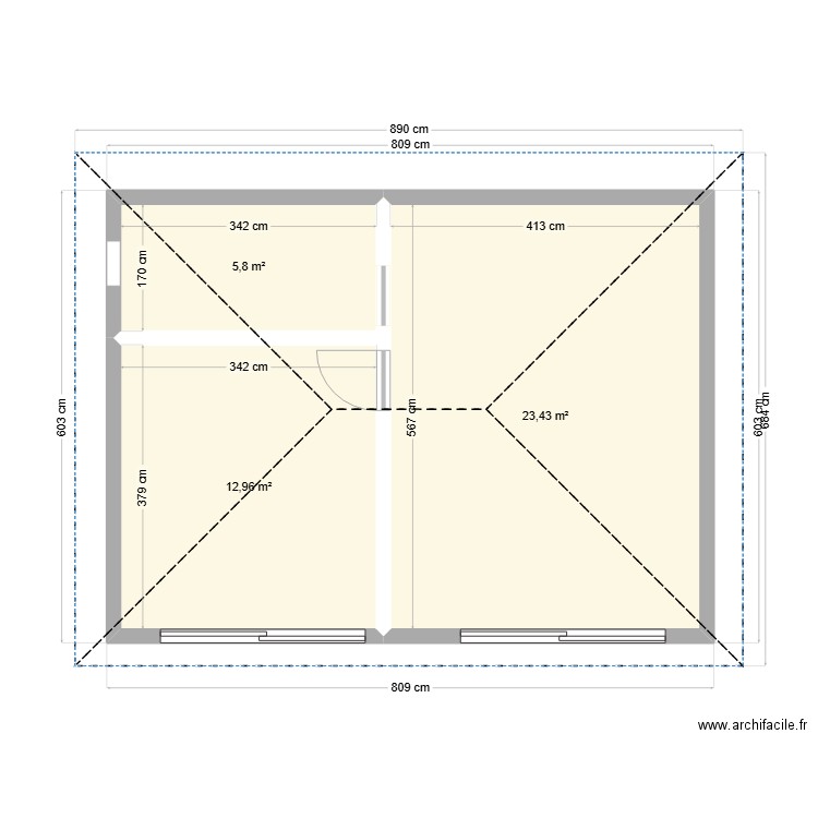 Garage . Plan de 3 pièces et 42 m2