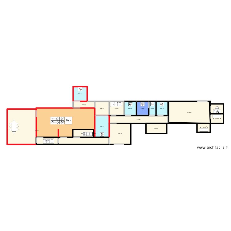 Plan cuisine . Plan de 21 pièces et 127 m2