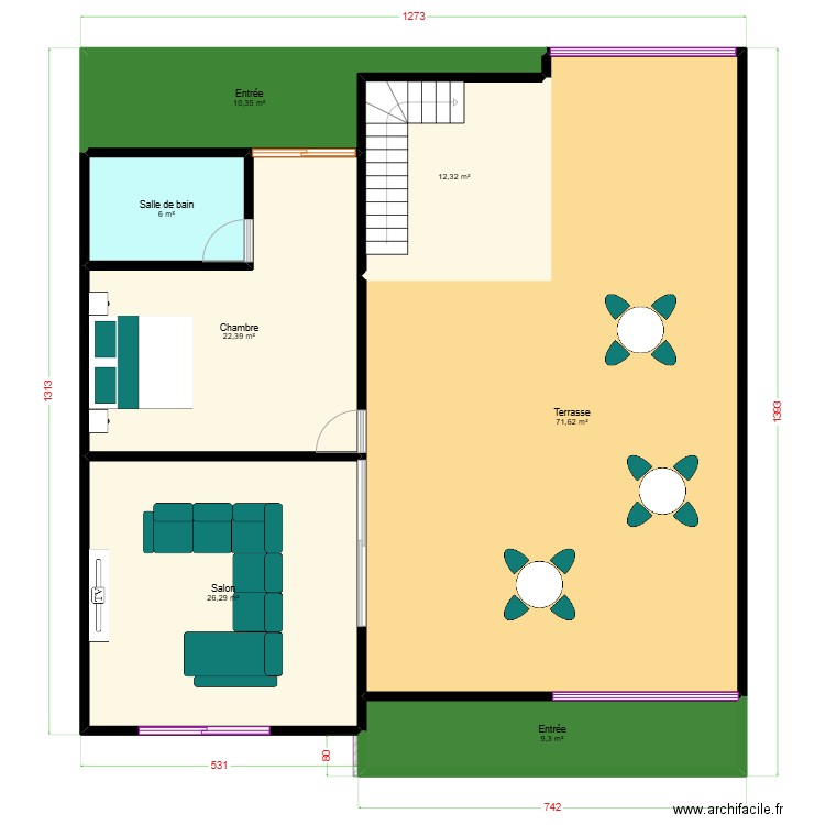 TRIPLEX DIALLO. Plan de 42 pièces et 633 m2