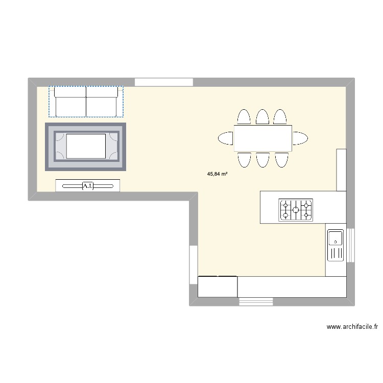 EFFRICO. Plan de 1 pièce et 46 m2