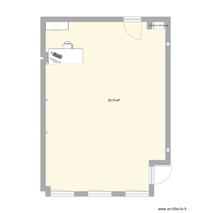 SALE 129 SAE 2.3. Plan de 1 pièce et 54 m2