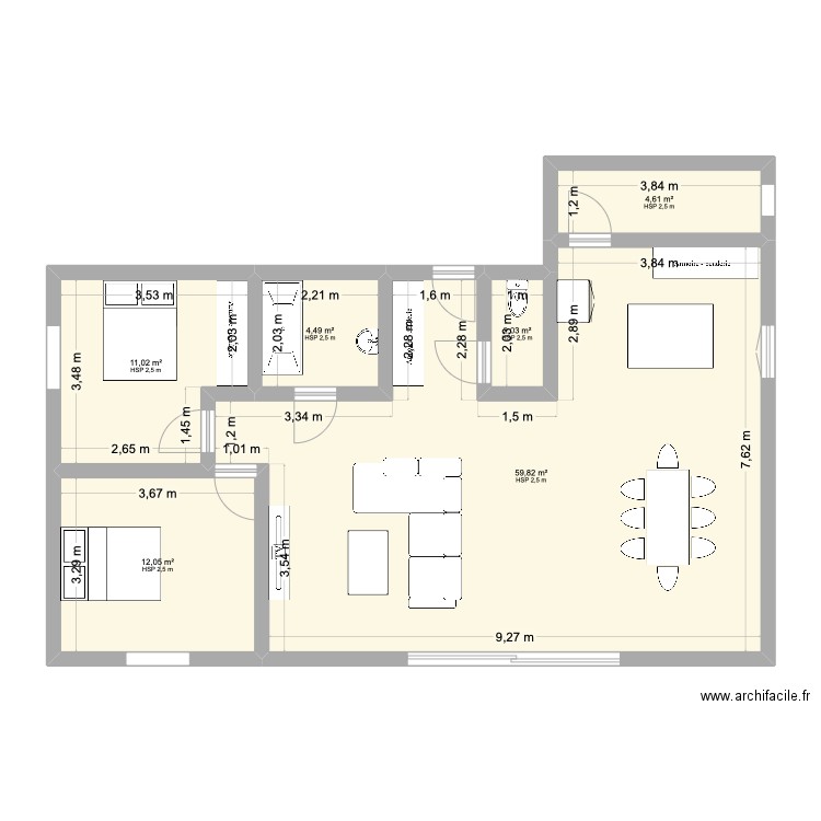 maison Plouenan. Plan de 6 pièces et 94 m2