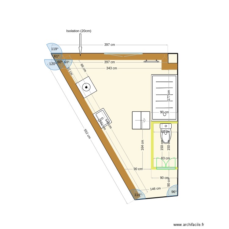 Salle de bain 3. Plan de 4 pièces et 12 m2