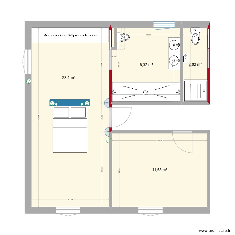 Bommarito 2. Plan de 4 pièces et 46 m2