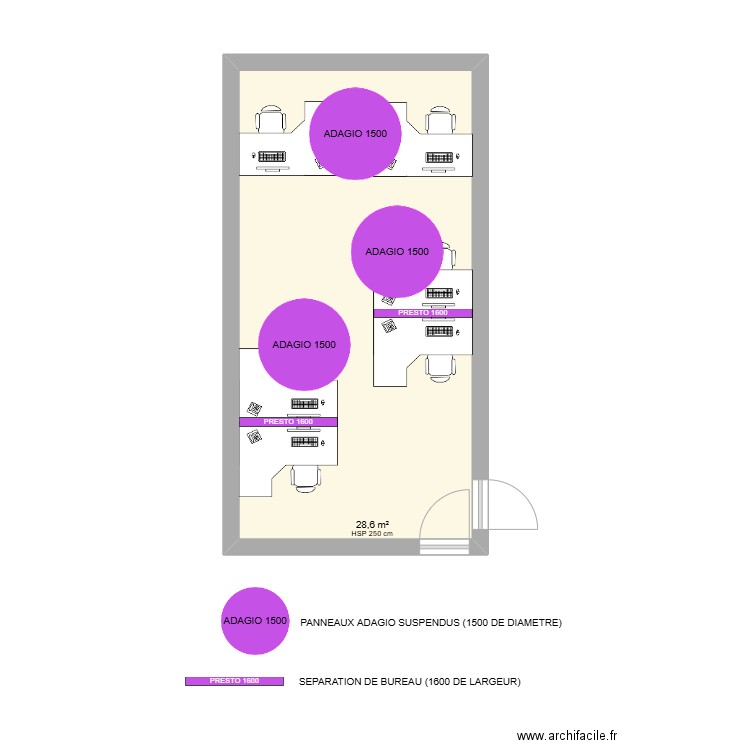 IMPLANTATION - OPEN SPACE CHARGES D'AFFAIRES - PAGES AGENCEMENT. Plan de 1 pièce et 29 m2