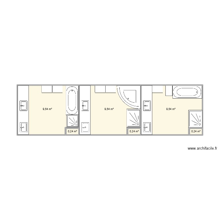 SDB. Plan de 6 pièces et 29 m2