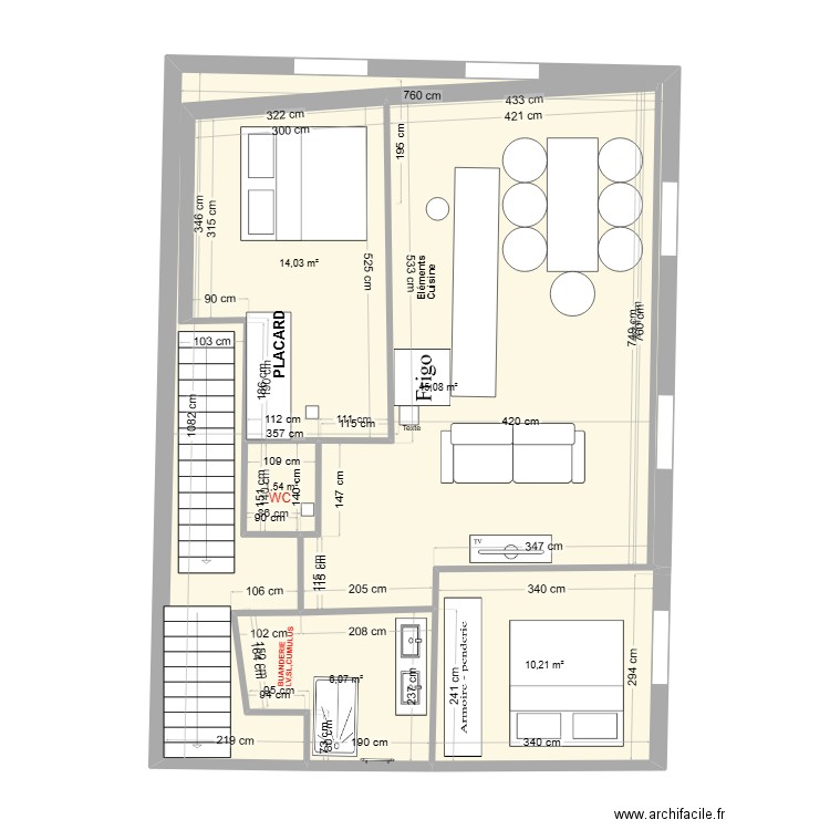 Appartement R+1 Définitif 2. Plan de 5 pièces et 77 m2