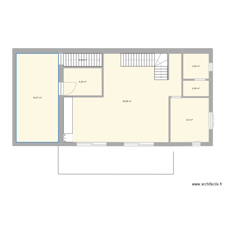 Plan Actuel. Plan de 7 pièces et 80 m2