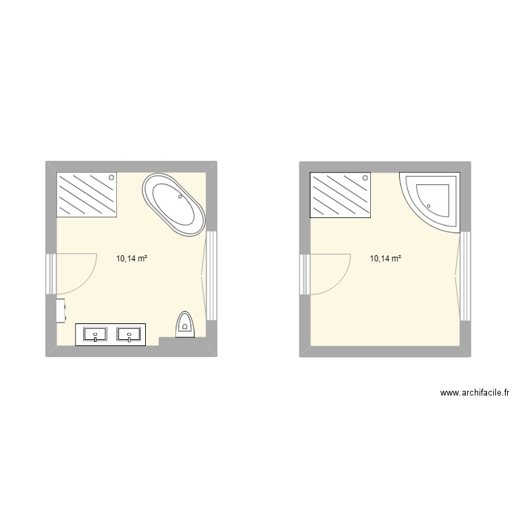 SDB. Plan de 2 pièces et 20 m2