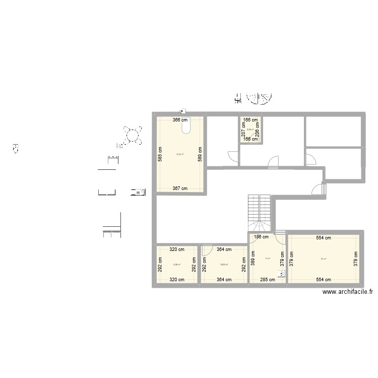 Jacqueville. Plan de 6 pièces et 77 m2