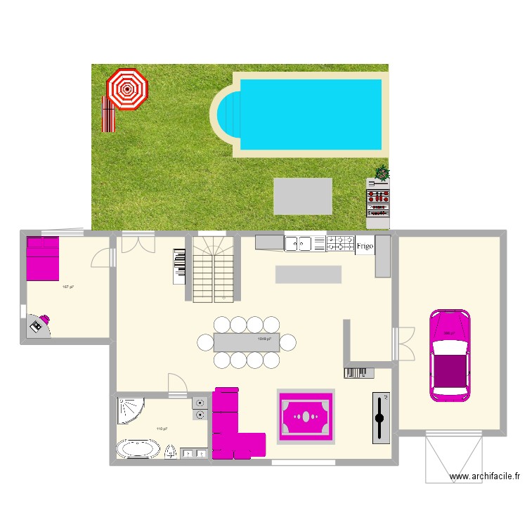 maison . Plan de 4 pièces et 159 m2