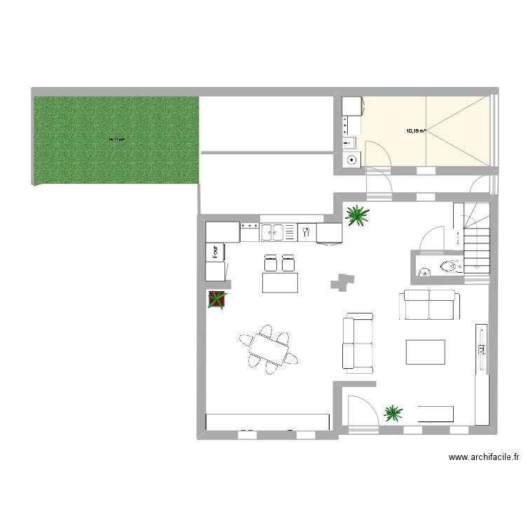 Nora. Plan de 1 pièce et 10 m2