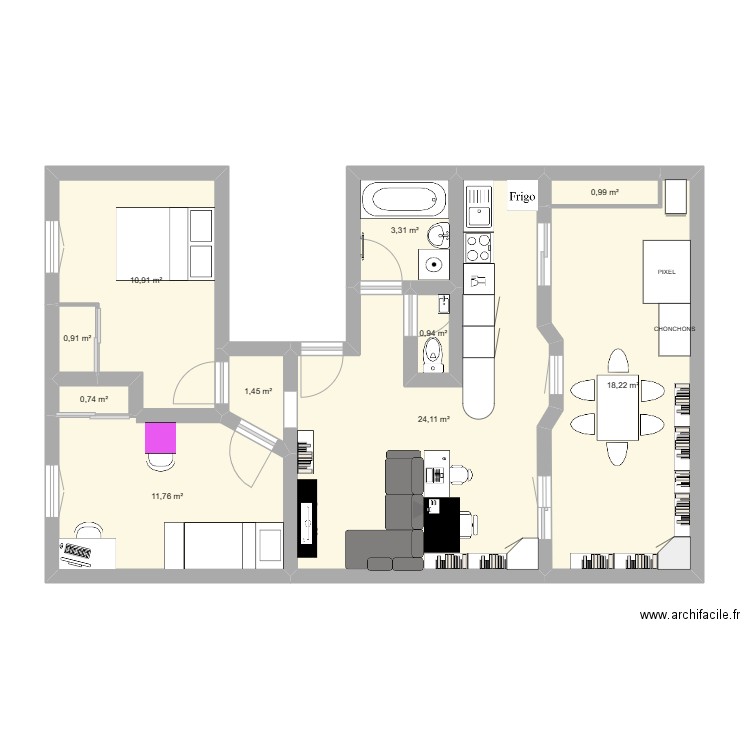 BOUGIVAL 2. Plan de 10 pièces et 73 m2