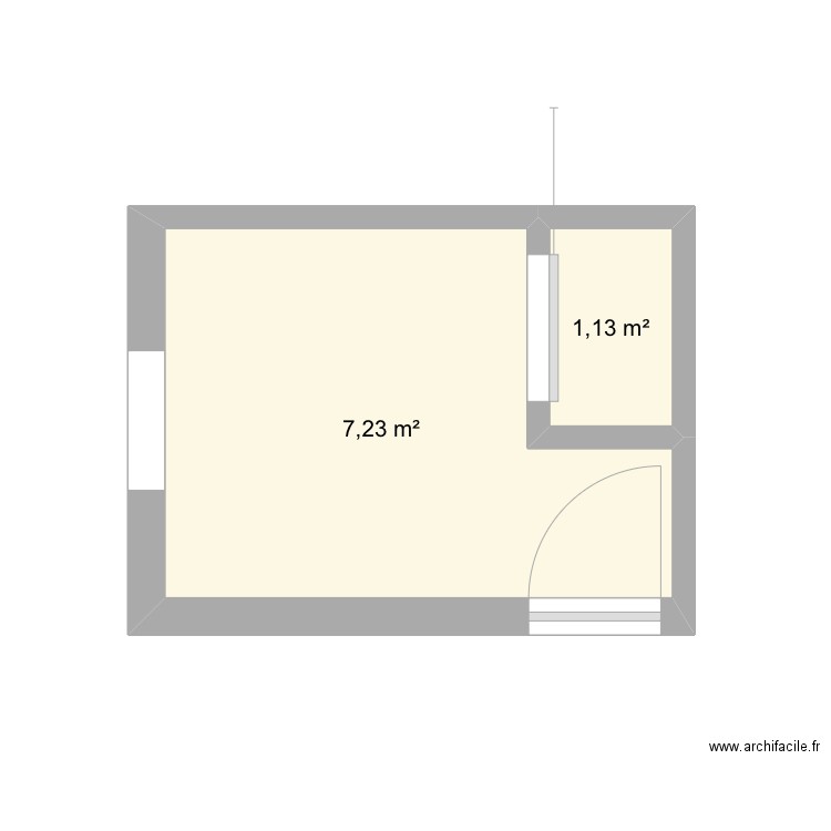 Petite chambre . Plan de 2 pièces et 8 m2