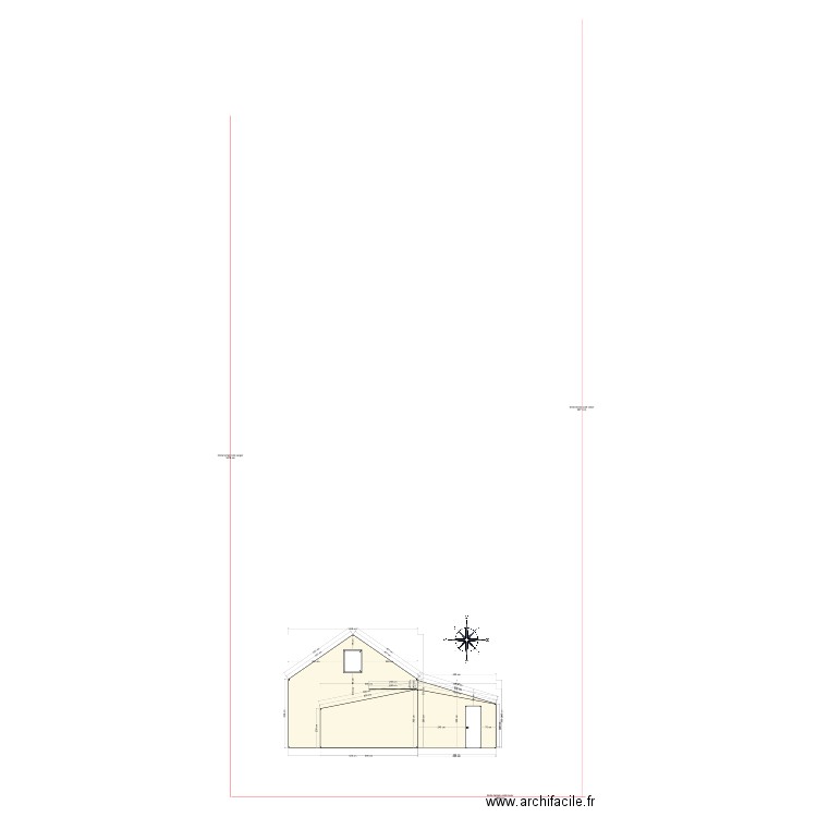 plan de coupe après  travaux. Plan de 1 pièce et 4 m2