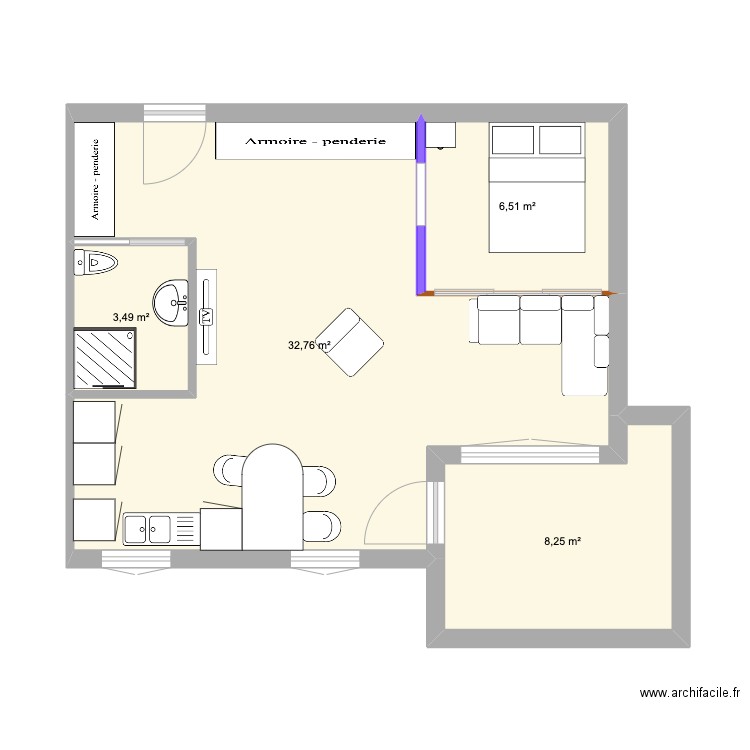 appt martin 9. Plan de 4 pièces et 51 m2