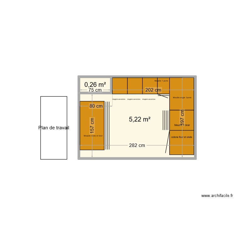 accueil oasis. Plan de 2 pièces et 5 m2