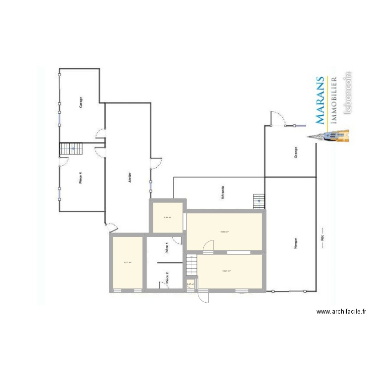 maison. Plan de 5 pièces et 46 m2