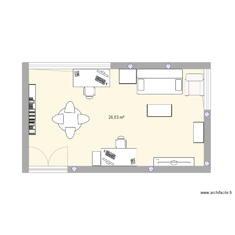 Salon - réorga. Plan de 1 pièce et 26 m2