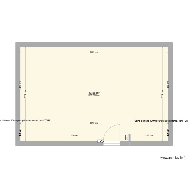 local Veigy. Plan de 1 pièce et 44 m2