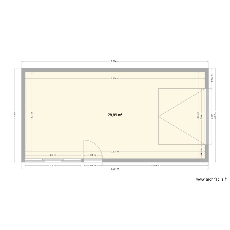 HANGAR OPONT. Plan de 1 pièce et 29 m2