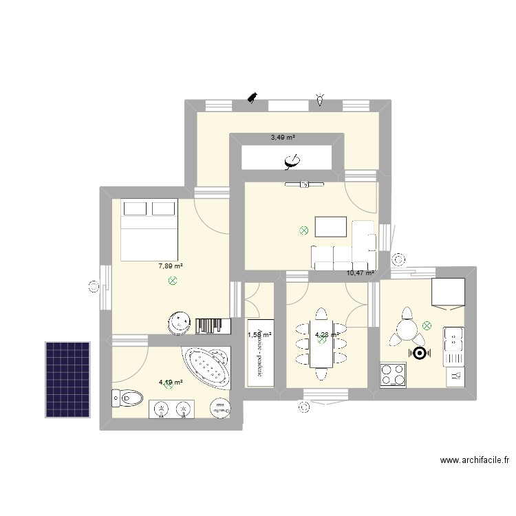 House1. Plan de 6 pièces et 32 m2