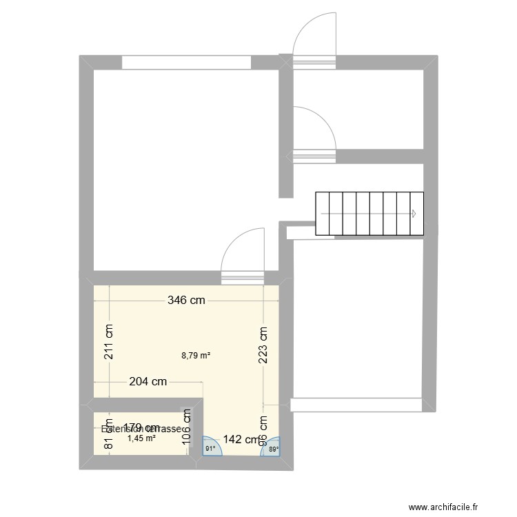 essai terrassz. Plan de 2 pièces et 10 m2