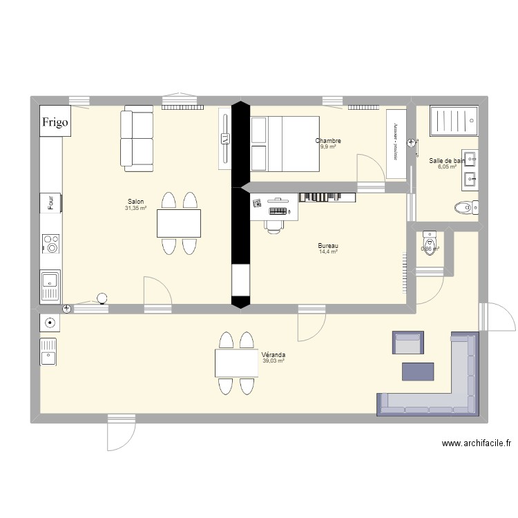 Projet Maison. Plan de 6 pièces et 102 m2