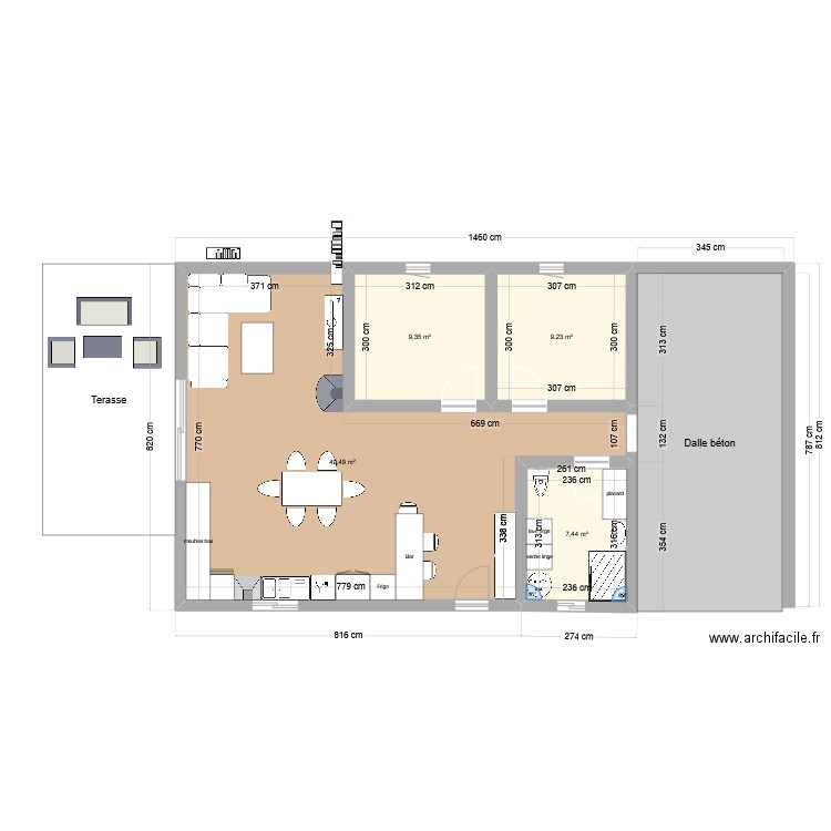 max. Plan de 4 pièces et 76 m2