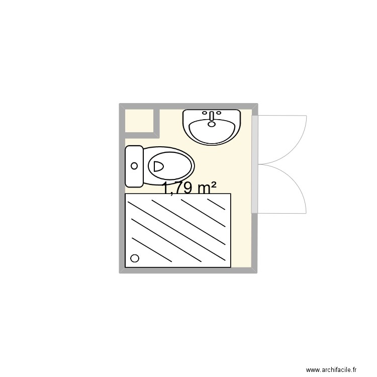 SDB SAINT GERVAIS 70 X 100. Plan de 1 pièce et 2 m2