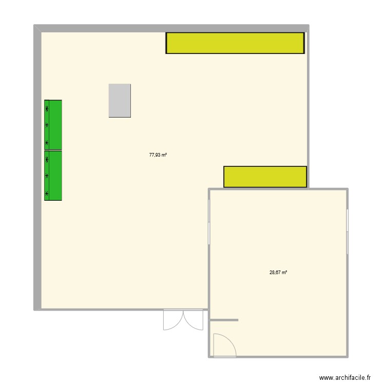 RdC - Stock01. Plan de 2 pièces et 107 m2