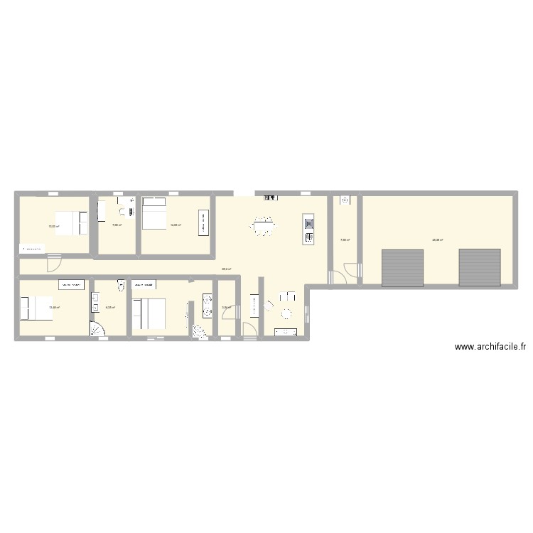 Maison B. Plan de 9 pièces et 180 m2