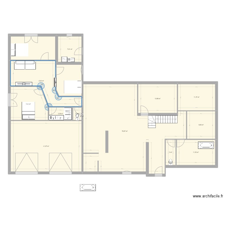 maison. Plan de 12 pièces et 209 m2