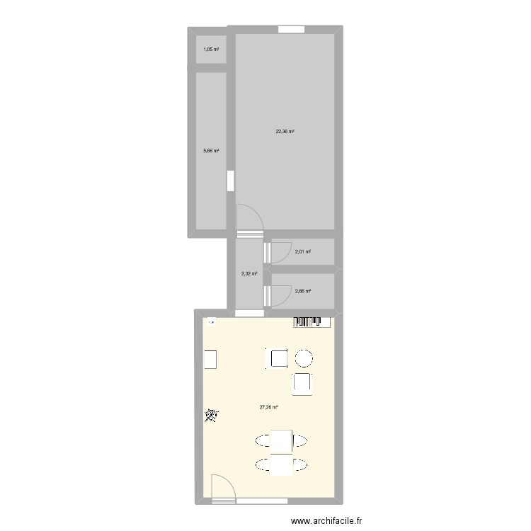 plan 2. Plan de 7 pièces et 63 m2