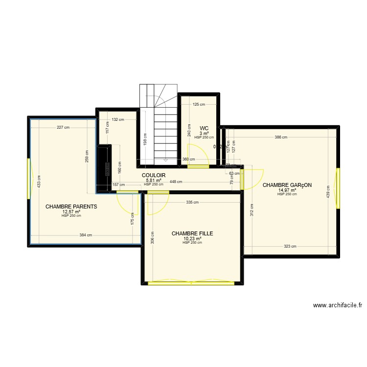 jegat. Plan de 7 pièces et 47 m2