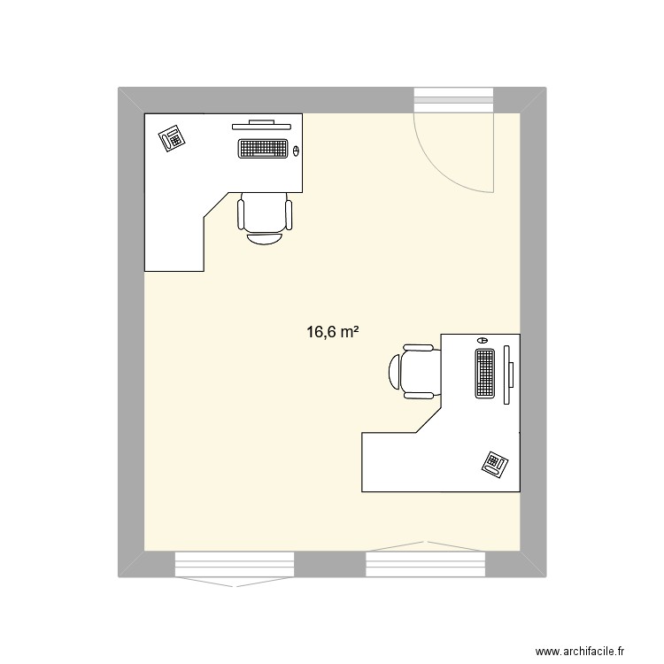 bureau sabrina. Plan de 1 pièce et 17 m2