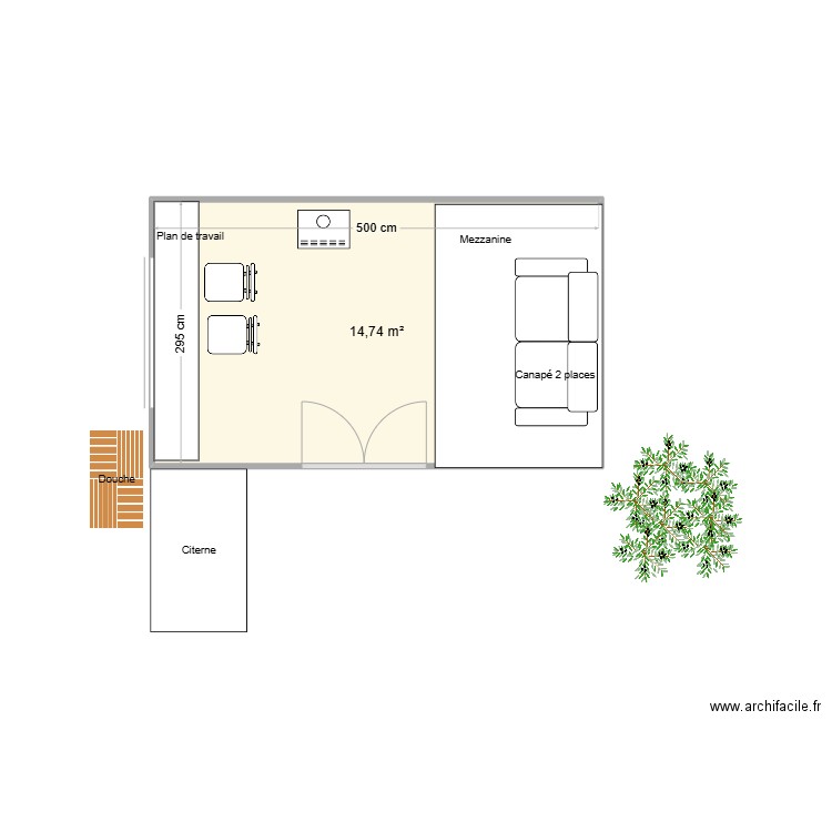 Moustique 1. Plan de 1 pièce et 15 m2