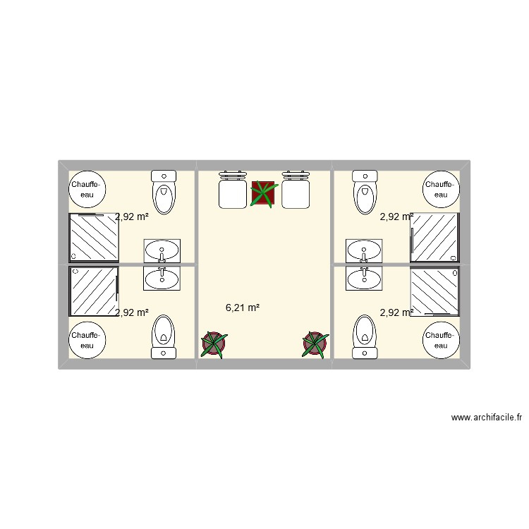 Plan pod salle de bain. Plan de 5 pièces et 18 m2